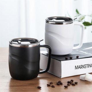 Black Stainless Coffee Mug With Sliding Lid