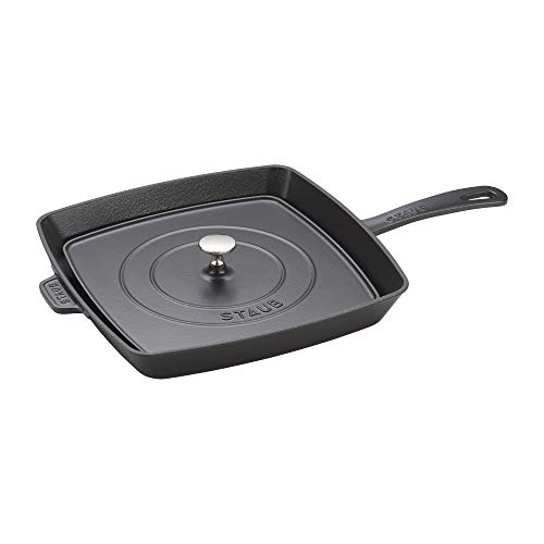 STAUB Cast Iron Square Grill Pan & Press Set