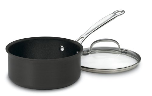 Nonstick Hard-Anodized 2-Quart Saucepan with Lid,Black