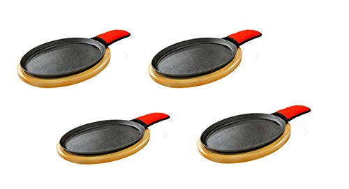 Brooks AG Parts Four Pre-seasoned Cast Iron Fajita Pan Sets