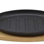 Japanese Steak Plate With Handle and Wood Base - Image 2
