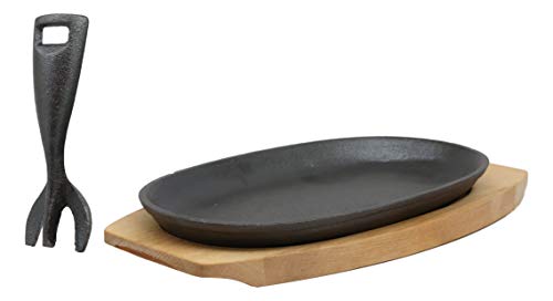 Ebros Personal Sized 9.5"Lx5.5"W Cast Iron Sizzling Fajita