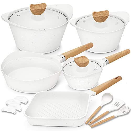 100% PFOA Free Aluminum Induction Pots and Pans Set