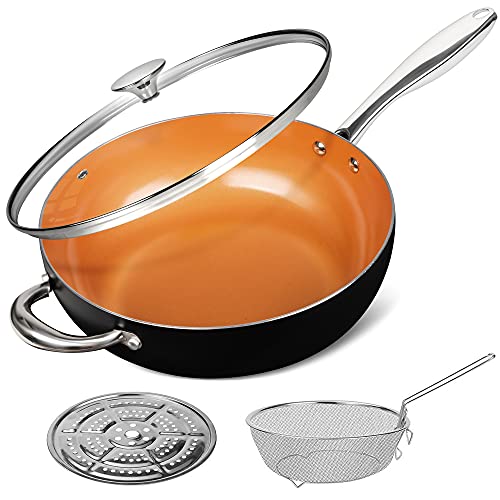 Induction Nonstick Woks and Stir Fry Pans With Lid