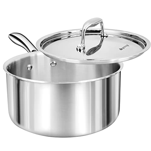 Stainless Steel Saucepan with Lid, 3 Quart