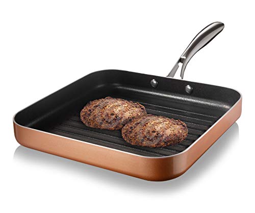 Gotham Metal Nonstick Grill Pan with Grill Sear Ridges and Stay-Cool Stainless-Steel Handle
