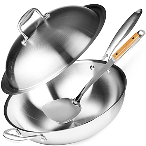 Non-Stick Stainless Steel Stir Fry Pans