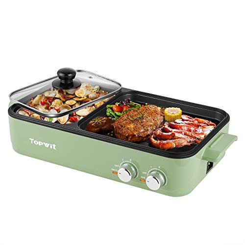 Non-Stick Electric Grill with Hot Pot Dual Temperature Control