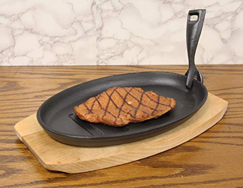 Japanese Steak Plate With Handle and Wood Base