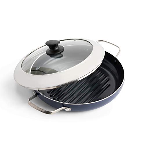 Blue Diamond Cookware Diamond Infused Ceramic Nonstick 11" Grill Genie Pan with Lid