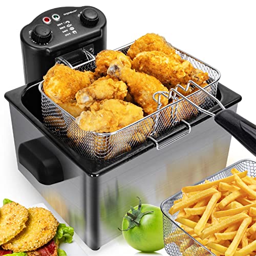 Aigostar Deep Fryer with 3 Baskets and Lid