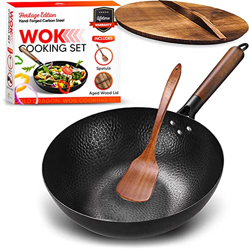 Carbon Steel Pan with Lid Wok Set for Flavorful Cooking