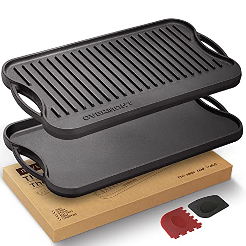 Cast Iron Reversible Griddle Grill Pan with handles