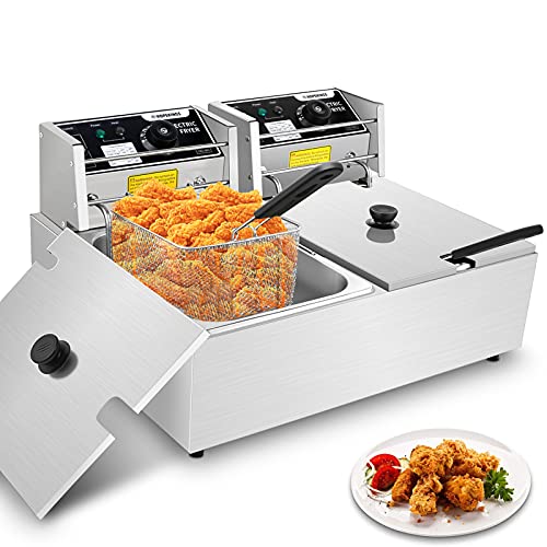 Deep Fryer with Baskets & Lids with Temperature Control