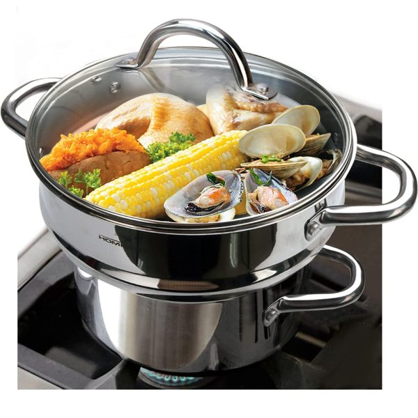 HOMI CHEF 5QT LARGE 4.5" DEEP 3-RIDGE Universal Steamer Cookware