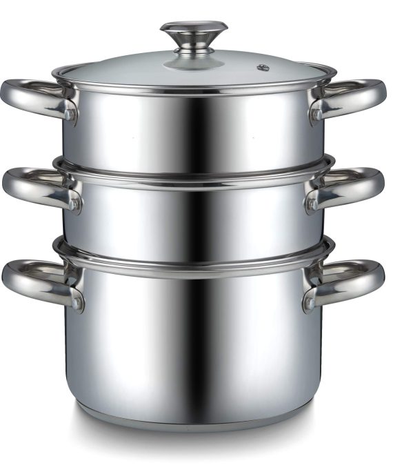 Saucepan Double Boiler Steamer Silver
