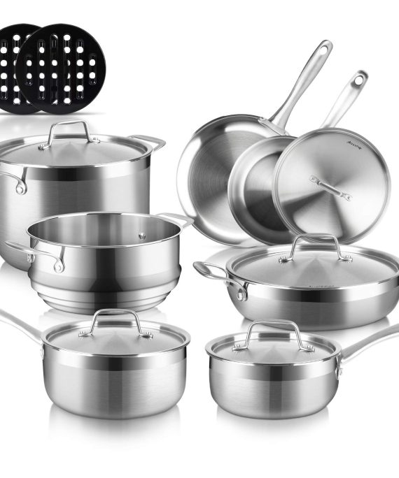 Duxtop Whole-Clad Tri-Ply Stainless Steel Induction Cookware Set