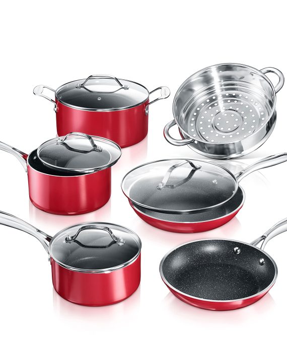 Granite Stone Red Cookware Sets Nonstick Pots and Pans Set