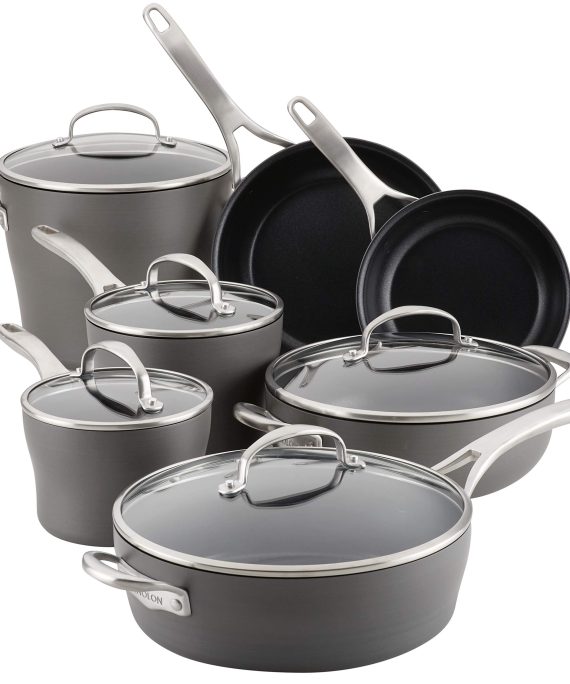 Anolon Allure Hard Anodized Nonstick Cookware Pots and Pans Set