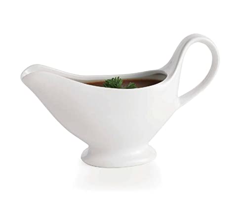 Glavers White Gravy Sauce Boat With Handle And Dripless