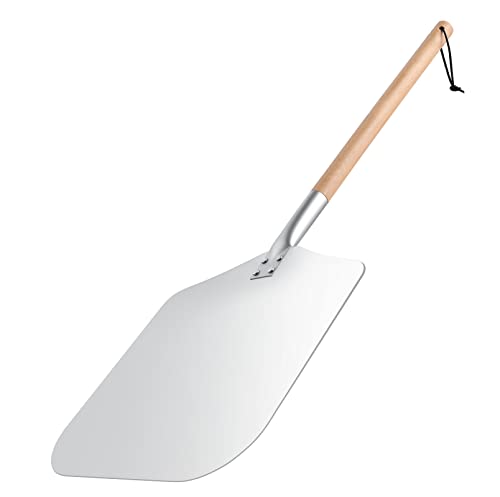 Large Metal Pizza Paddle with Long wooden Handle