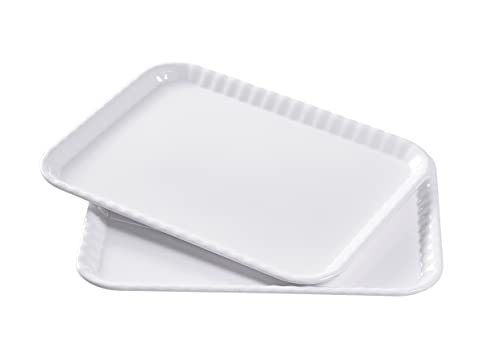 Blue Boat 15" x 11" Rectangular Serving Trays Set of 2 White