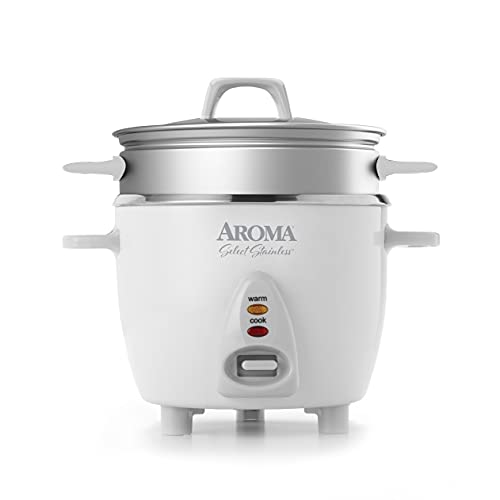 White Stainless Pot-Style Rice Cooker, & Food Steamer