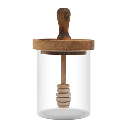 Home Kitchen Honey Jar with Wooden Dipper and Lid