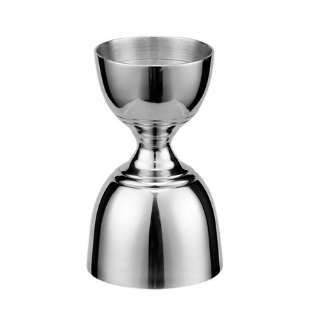 Derrison Bell Jigger with engraved measurements, polished stainless steel finish, ideal for precise cocktail making.