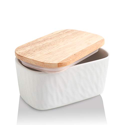 KOOV Porcelain Large Butter Dish with Lid for Countertop