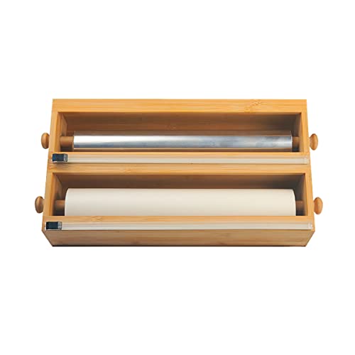 Bamboo Aluminum Foil Dispenser with Cutter