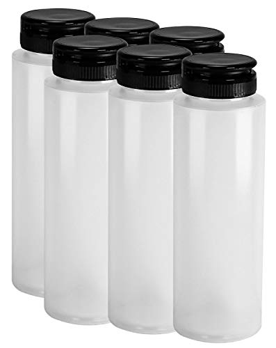 Plastic Condiment Bottles with Black Flip Top Cap
