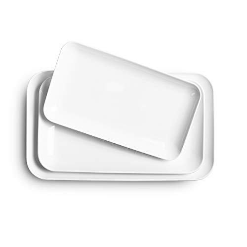 DELLING 16/14/12inch White Rectangular Dessert Plate/Salad Plates