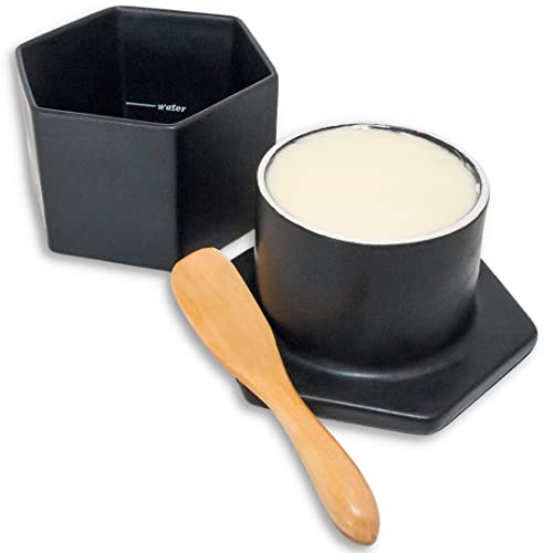 French Butter Keeper w/ Lid & Wood Spreading Knife