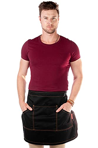 Under NY Sky Half Deep Black Apron with Durable Twill