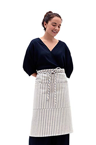 Eco-Friendly Upcycled Bistro Apron with Denim and Cotton - Stylish Server Apron for Kitchen, Crafts, and More