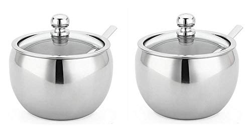 2 Pcs 10 Oz Endurance Stainless Steel Sugar Bowl