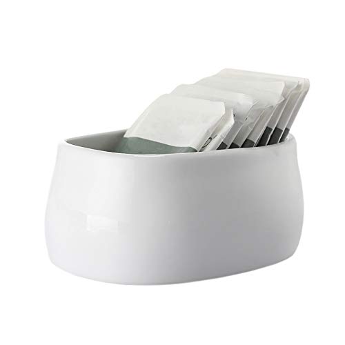 Sizikato Pure White Porcelain Sugar Packet Holder Tea Bag Bowl