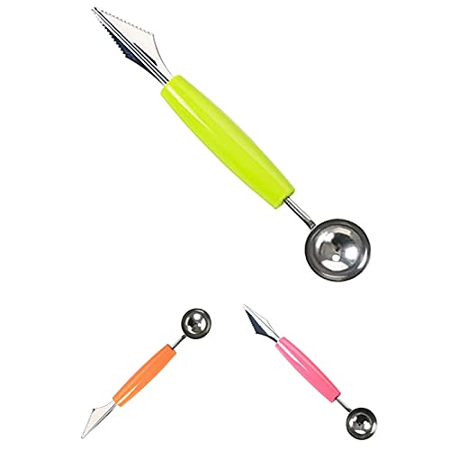 Dual-Purpose Stainless Steel Melon Baller and Fruit Carving Knife