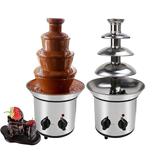 Pleasthome 4 Tiers Stainless Steel Chocolate Fondue Fountain