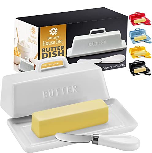 Ceramic Butter Dish Set with Lid and Knife