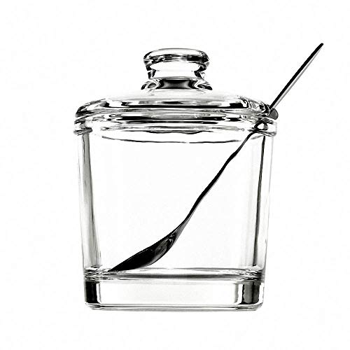Classic Clear Glass Sugar Bowl Set with Lid Serving Spoon