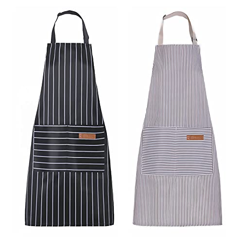 Apron, Adjustable 2 Pack Bib Aprons with 2 Pockets