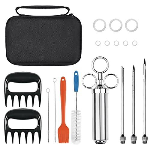 ESERRUY Stainless Steel Meat Injector Kit with Storage Bag