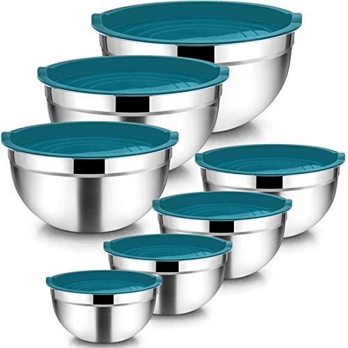 Stainless Steel Metal Nesting Salad Bowls with Lids