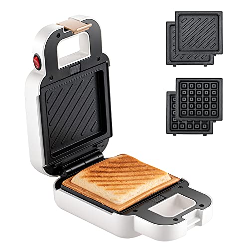 Portable 2 in 1 Waffle Maker Panini Press Grill