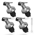 Leakproof Olive Oil Pour Spouts - 4 Pack with Flip-Up Nozzle and Cleaning Brush for Kitchen Bottles