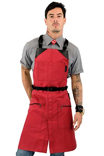 Under NY Sky Cross-Back Barber Red Apron