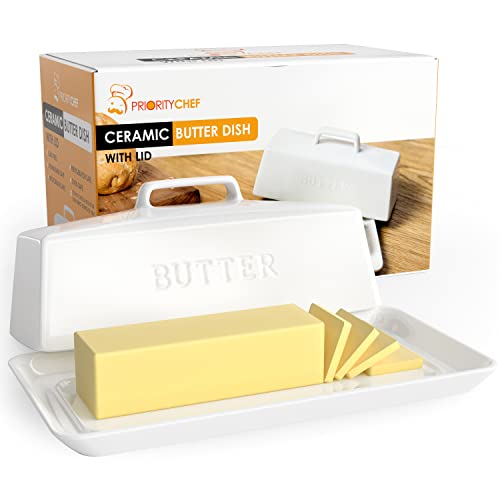 PriorityChef Ceramic Butter Dish with Lid for Countertop