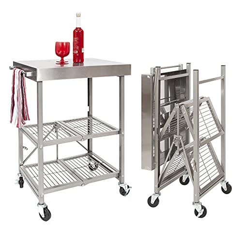 Origami Folding Kitchen Cart on Wheels